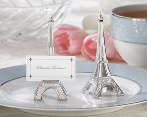 "Evening in Paris" Eiffel Tower Silver-Finish Place Card/Holder (set of 4)-destination wedding place card holders, French wedding theme ideas, kate aspen wedding place card holders,placecards, reception card, place card holders, card place holders, wedding table names, placecard holders, wedding table numbers, place card holder, wedding table number ideas, wedding table cards