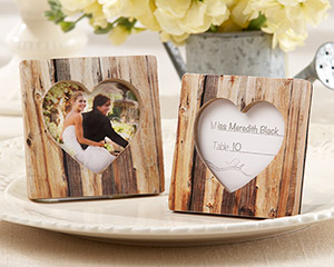 "Rustic Romance" Faux-Wood Heart Place Card Holder/Photo Frame-Rustic Romance Faux-Wood Heart Place Card Holder/Photo Frame