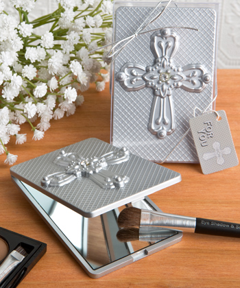 Compact Mirror With Ornate Cross From Fashioncraft-Compact Mirror With Ornate Cross ,Favors For Communions, Favors For Christenings, Favors For Baptisms, Baptism & Christening Favors, promo items, giveaway ideas, Sunday school gifts, church marketing