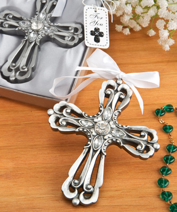 Silver Cross Ornament with Antique Finish-Silver Cross Ornament with Antique Finish,Favors For Communions, Favors For Christenings, Favors For Baptisms, Baptism & Christening Favors, promo items, giveaway ideas, Sunday school gifts, church marketing