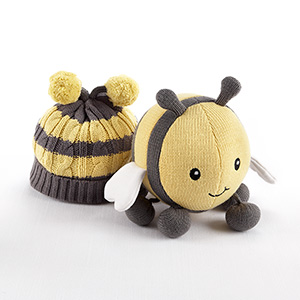 "Critter Couture Caps by Baby Aspen" Knit Bee Plush Toy and Knit Cap for Baby-Critter Couture Caps by Baby Aspen Knit Bee Plush Toy and Knit Cap for Baby 