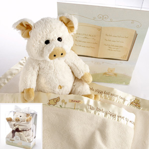 "Pig in a Blanket" Two-Piece Gift Set in Adorable Vintage-Inspired Gift Box-new born baby gift