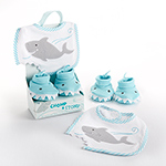 "Chomp & Stomp" Shark Bib and Booties Gift Set-Chomp & Stomp Shark Bib and Booties Gift Set