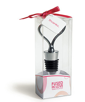 "Fused in Love" Double Heart Wine Stopper in Gift Packaging-Heart wedding Favor Ideas, Wine Wedding Favors