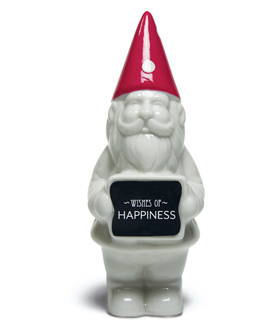 Porcelain Miniature Gnome Wedding Favor with Fuchsia Polka Dot Hat-funny wedding favors