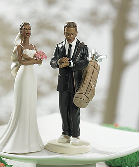 Golf Fanatic Bride and Groom Cake Toppers-Golf Fanatic Bride and Groom Cake Topper