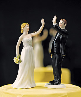 High Five - Bride and Groom Wedding Cake Toppers-Bride and Groom Wedding Cake Toppers