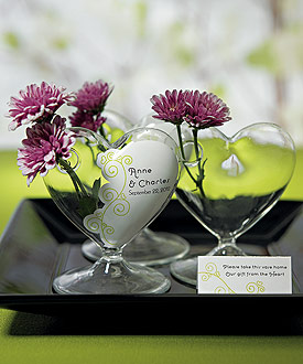 Miniature Clear Blown Glass Heart Vase - Set of 4-