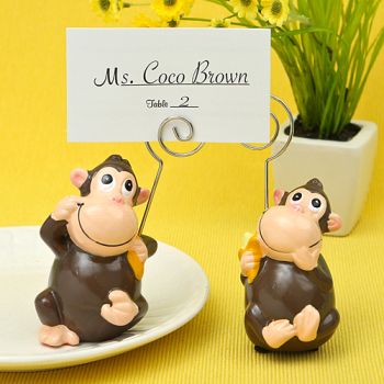 HAND PAINTED CERAMIC MONKEY PLACE CARD/PHOTO HOLDERS-HAND PAINTED CERAMIC MONKEY PLACE CARD/PHOTO HOLDERS