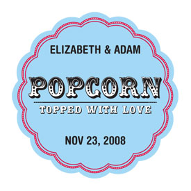 Popcorn - Topped with Love Sticker - Set of 36-