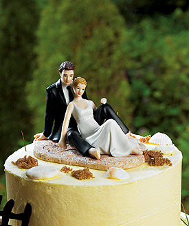 Romantic Wedding Couple Lounging on the Beach Figurine-beach wedding cake topper, weddingstar wedding cake topper, beach themed wedding ideas