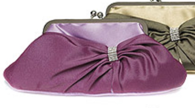Convertible Satin Clutch Purse with Crystal Wrap - Amethyst-