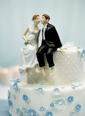 Whimsical Sitting Bride and Groom-whimsical wedding cake toppers