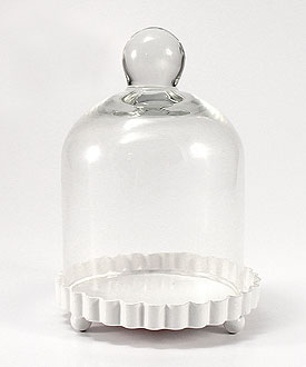 Miniature Bell Jar with White Fluted Base Wedding Favor-Miniature Bell Jar with White Fluted Base Wedding Favor