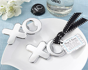 "Hugs & Kisses from Mr. & Mrs." Chrome XO Bottle Opener-Hugs & Kisses from Mr. & Mrs. Chrome XO Bottle Opener