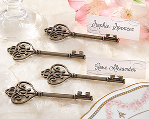 "Key To My Heart" Victorian-Style Key Place Card Holder (Set of 4)-Key To My Heart Victorian-Style Key Place Card Holder (Set of 4)