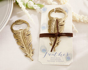 "GILDED GOLD" FEATHER BOTTLE OPENER-GILDED GOLD FEATHER BOTTLE OPENER