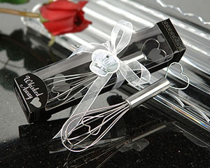 "Whisked Away" Heart Whisk-whisk favor, kate aspen favor, stainless steel, heart motif, gift box, ribbon box, elegant wedding favor