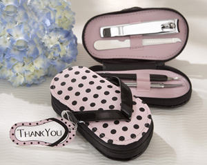 "Pink Polka Flip Flop" Five Piece Pedicure Set with Matching Tag-affordable wedding favors, baby shower favors, wedding shower favors, Kate Aspen favors