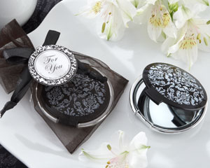 Reflections Elegant Black-and-White Mirror Compact-Elegant Black-and-White Mirror Compact wedding favors