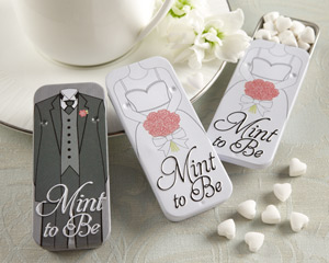 "Mint to Be" Bride and Groom Slide Mint Tins with Heart Mints-Mint to Be Bride and Groom Slide Mint Tins with Heart Mints