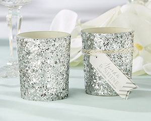 "SPARKLE AND SHINE" SILVER GLITTER VOTIVE (SET OF 4)-SPARKLE AND SHINE SILVER GLITTER VOTIVE (SET OF 4)