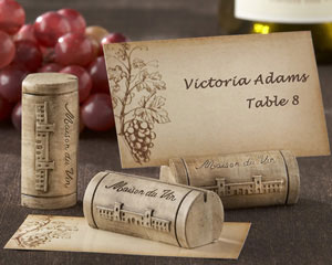 "Maison du Vin" Wine Cork Place Card/Photo Holder with Grape-Themed Place Cards (Set of 4)-Wine Wedding card holders,placecards, reception card, place card holders, card place holders, wedding table names, placecard holders, wedding table numbers, place card holder, wedding table number ideas, wedding table cards