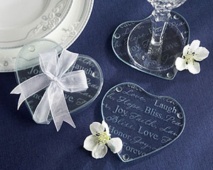 Good Wishes Heart Glass Coasters-heart themed wedding favor ideas,heart themed wedding favor,Favors For Communions, Favors For Christenings, Favors For Baptisms, Baptism & Christening Favors, promo items, giveaway ideas, Sunday school gifts, church marketing