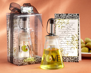 "Olive You!" Glass LOVE Oil Bottle in Signature Tuscan Box-Italian Wedding favors, Kate Aspen wedding favors, practical wedding favors