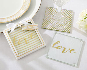 GOLD LOVE GLASS COASTERS-GOLD LOVE GLASS COASTERS