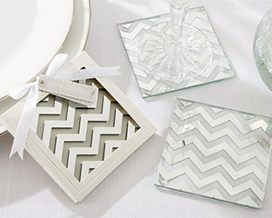 "Shimmer and Shine" Silver Chevron Coasters-Shimmer and Shine Silver Chevron Coasters