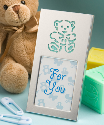 Adorable baby blue teddy bear picture frames-baby shower favors