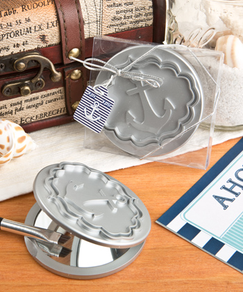 Round Compact Mirror With Anchor Design From Fashioncraft-Round Compact Mirror With Anchor Design From Fashioncraft, Baptism & Christening Favors, promo items, giveaway ideas, Sunday school gifts, church marketing