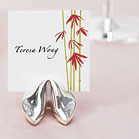 Silver Fortune Cookie Place Card Holders-Asian Theme, Asian Favors, Asian Place Card Holders, Place Card Holders & Alternatives, Favor Ideas, Party, Practical Favor Ideas, Shower, Place Card Holders
