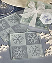 Lustrous snowflake glass coaster set of 2-