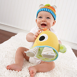 "Clyde the Closet Monster" Knit Baby Hat and Plush Toy Gift Set-Clyde the Closet Monster Knit Baby Hat and Plush Toy Gift Se