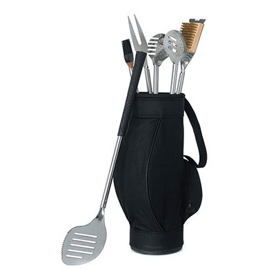 Novelty 5 Piece BBQ Tools In Black Golf Bag And Golf Grips-Piece BBQ Tools In Black Golf Bag And Golf Grips