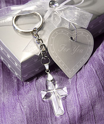 Choice Crystal Cross Key Chain Favors-Choice Crystal Cross Key Chain Favors