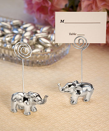Silver Finish Elephant Place Card Holders-Silver Finish Elephant Place Card Holders