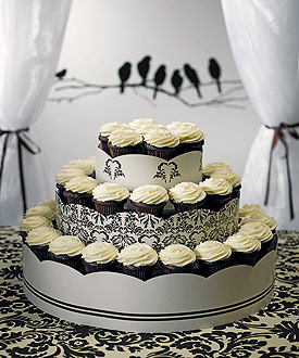 Grand Display Tower for Cupcakes - Love Bird Damask-Grand Display Tower for Cupcakes - Love Bird Damask