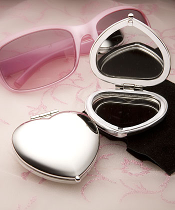 Heart Shaped Compact Mirror Favors-Heart Shaped Compact Mirror Favors