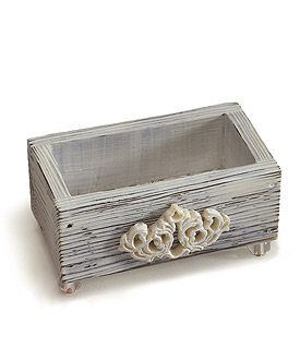Jewel Footed Wooden Boxes with Aged White Finish-Jewel Footed Wooden Boxes with Aged White Finish