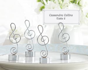 "Love Songs" Silver-Finish Music Note Place Card/Photo Holder (Set of 4)-music party favors,placecards, reception card, place card holders, card place holders, wedding table names, placecard holders, wedding table numbers, place card holder, wedding table number ideas, wedding table cards