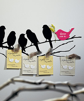 Hang With Us Personalized Favor Card with Seed Paper Love Birds-green and natural wedding favors