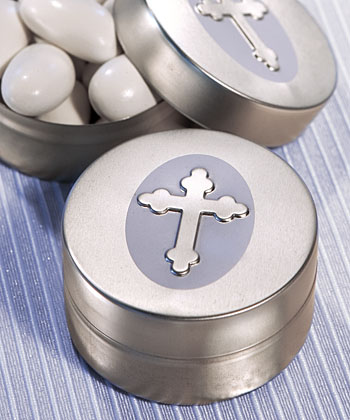 Silver Cross Design Mint Tins-Blue Cross Design Mint Tins,Favors For Communions, Favors For Christenings, Favors For Baptisms, Baptism & Christening Favors, promo items, giveaway ideas, Sunday school gifts, church marketing