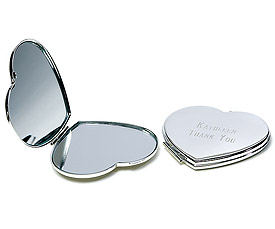 Silver Plated Classic Heart Compact Mirror-wedding gifts, personalized wedding gifts, silver weddings, heart themed weddings