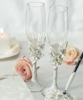 Sculptural White Tiger Lilies Toasting Set-Sculptural White Tiger Lilies Toasting Set