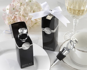 With This Ring Chrome Diamond-Ring Bottle Stopper-Bottle Stopper Wedding Favors, wine stopper, bottle stopper, bottle with stopper, bottle topper, bottle stopper designs