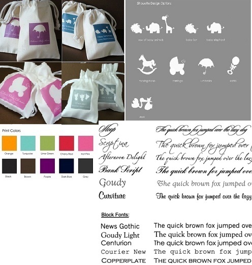 Baby Shower Personalized Silhouette Muslin / Satin Bag Favors-Baby Shower Personalized Silhouette Muslin Bag Favors